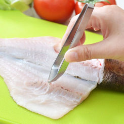 Stainless Steel Fish Bone Tweezers Remover Pincer Puller Tongs Pick-Up Seafood Tool Kitchen Tweezer