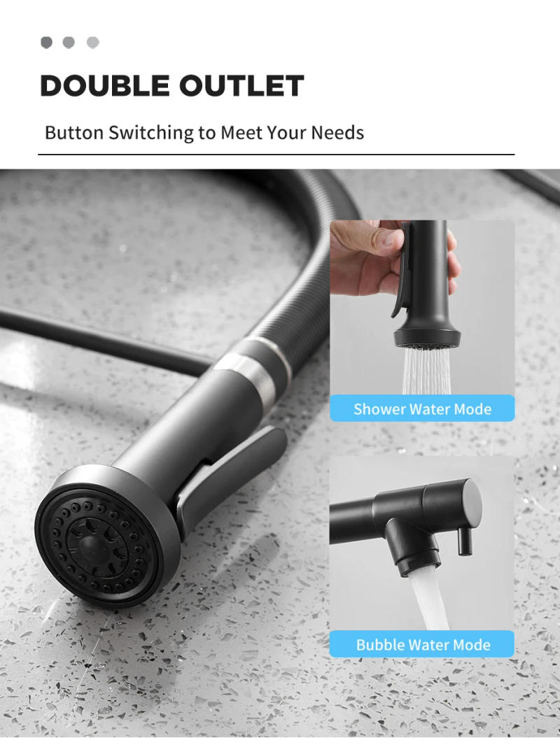 Description Picture 4 of itemBlack Pull Down Kitchen Faucet with Sprayer,Fapully Commercial Black Spring Kitchen Sink Faucet with Brushed Nickel 866038