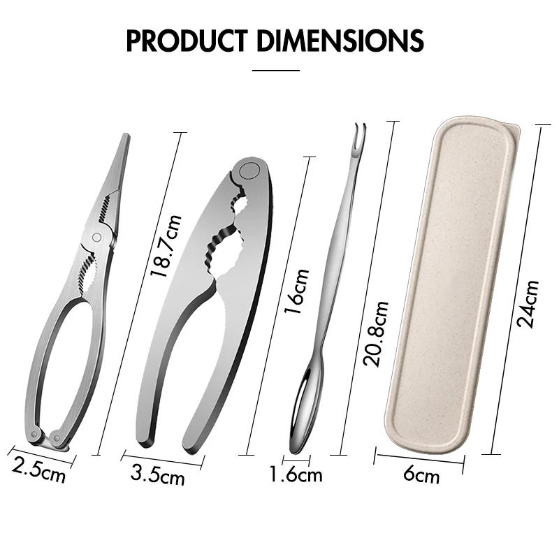 Description Picture 3 of itemSuper Quality 1-7Pcs Seafood Tool Sets, 304 Stainless Steel Lobster Crab Crackers Picks Spoons Set, Nut Crackers