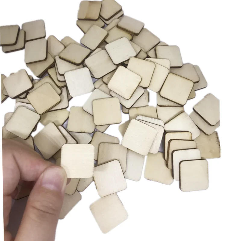 Description Picture 5 of item100pcs 20mm Unfinished Wood Pieces Blanks Wood Squares Round Corner Wooden Cutouts for DIY  Craft Laser Engraving Carving