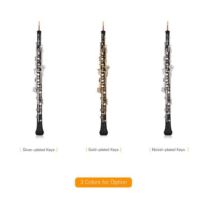 Description Picture 6 of itemProfessional Oboe C Key Semi-automatic Style Pure-gold Plated Keys Woodwind Instrument with Oboe Reed Gloves