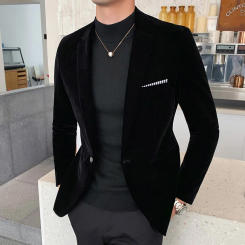 Brand Clothing Tuxedo Men Golden Velvet Suit/Male Slim High Quality Business Blazers/Groom's Wedding Dress Men's Jacket Clothing