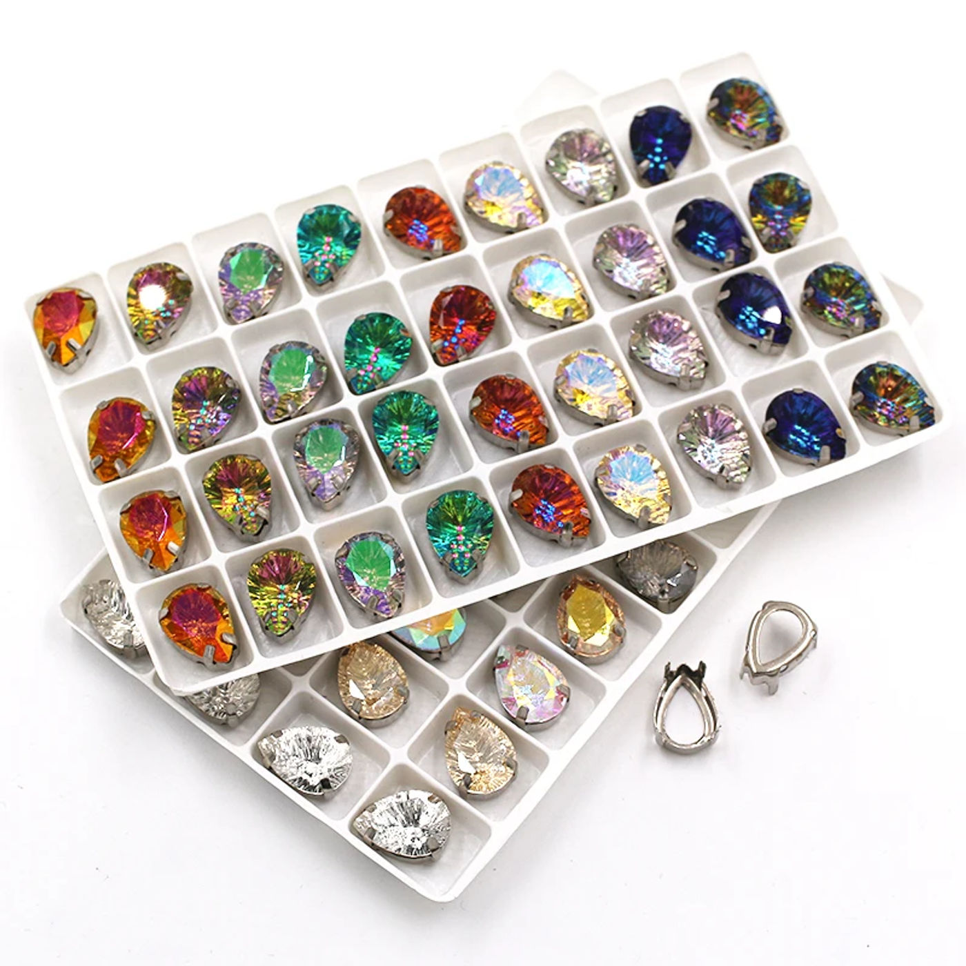 Description Picture 3 of item10pcs/bag Clothing Decoration K9 Glass Crystal Teardrop Shape Silver Base  Sew on Rhinestones for DIY Apparel Sewing & Fabric
