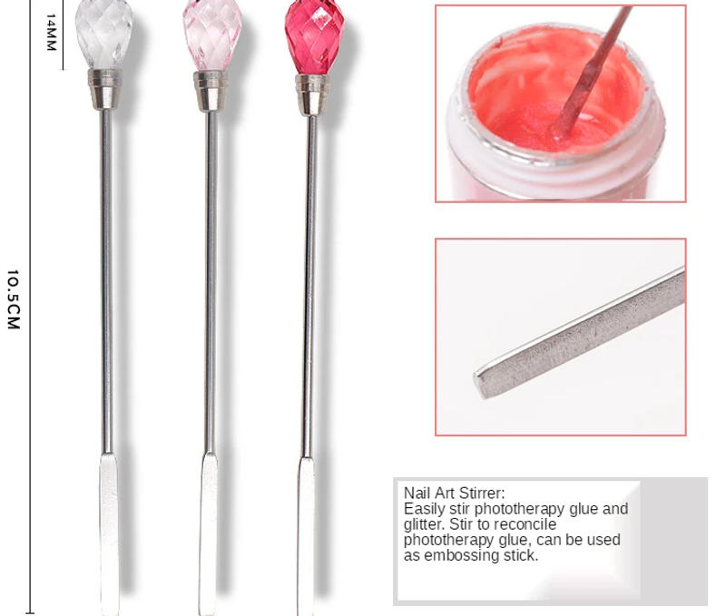 Description Picture 6 of item1pc Stirring Rod Stick Needle Mixing Nail Polish Spoon Tools Acrylic UV Gel Nail Glue Rhinestone Picker Nail Art Dotting Drill