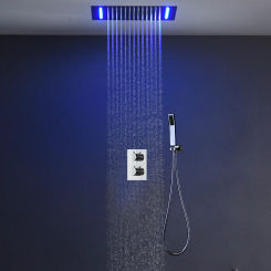360x500mm Multicolor LED  Shower Set Thermostatic Rainfall Recessed Showerhead Bathroom system