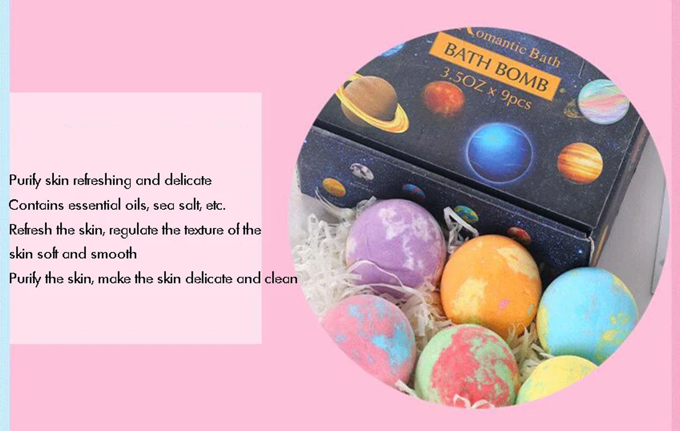 Description Picture 6 of itemBath Bombs Gift Set- 9 Aromatherapy Bath Bombs 900g, with Sea Salt, Essential Oil, for Relaxation and Stress Relief
