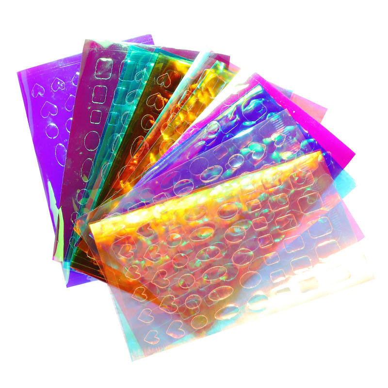 Description Picture 5 of item11 Sheets of Aurora Ice Glass Stickers for Nail Art, Large Holographic Laser Nail Decals for Nail Decoration