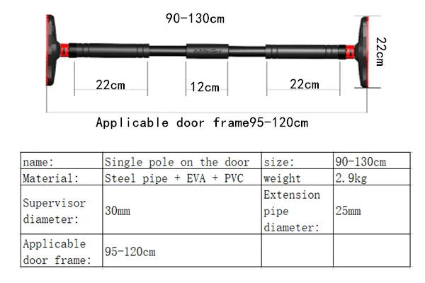 Description Picture 4 of itemLarge Door Horizontal bar Steel Adjustable Training Bars For Home Sport Workout Pull Up Arm Training Sit Up Bar Fitness Equipm