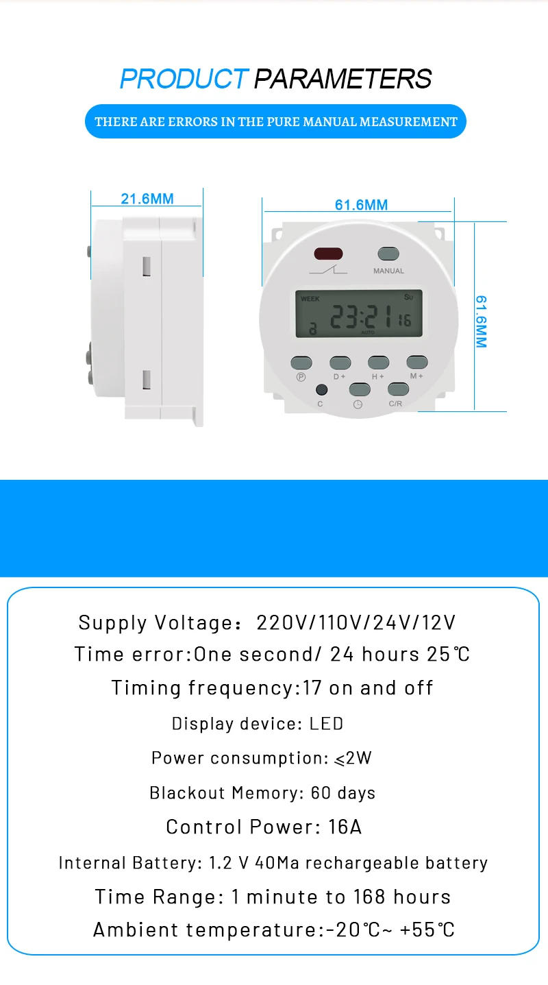 Description Picture 5 of itemCN101A LCD Time Switch 12V 24V 110V 220V Time Relay Street Lamp Lillboard Power Supply Timer