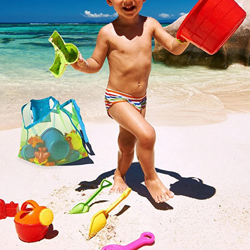 Description Picture 5 of itemOutdoor Beach Mesh Bag Children Sand Away Foldable Protable Kids Beach Toys Clothes Bags Toy Storage Sundries Organizers Bag
