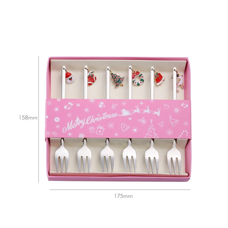 Description Picture 6 of itemWholesale Christmas Coffee Spoon & Fork Sets Coffee Stirring Spoon Creative Dessert Tea Spoon Shovel Christmas Gift Box