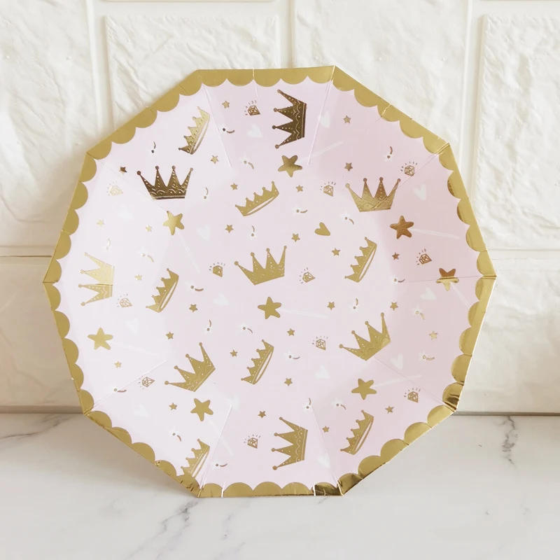 Description Picture 6 of itemRose Gold Pink Party Paper Plates Cups Straws Disposable Tableware Kids Birthday Wedding Carnival Tableware Supplies Decoration