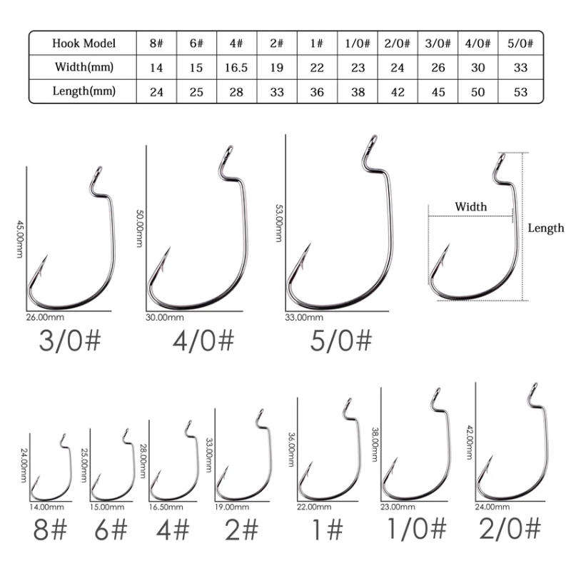 Description Picture 2 of item10pc/ Box Fishing Hook Set Wide Crank Hook Offset Fishhook for Soft Worm Lure Fish Barbed Hook carp Fishing Hooks Tackle