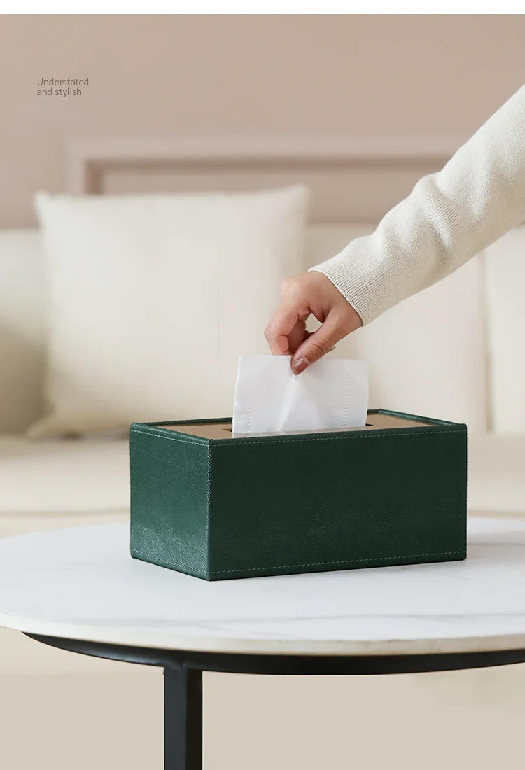 Description Picture 4 of itemSimplicity Gilded Leather Tissue Box Dining Table Napkin Holder Paper Towels Removable Tissue Boxes Home Decoration Modern