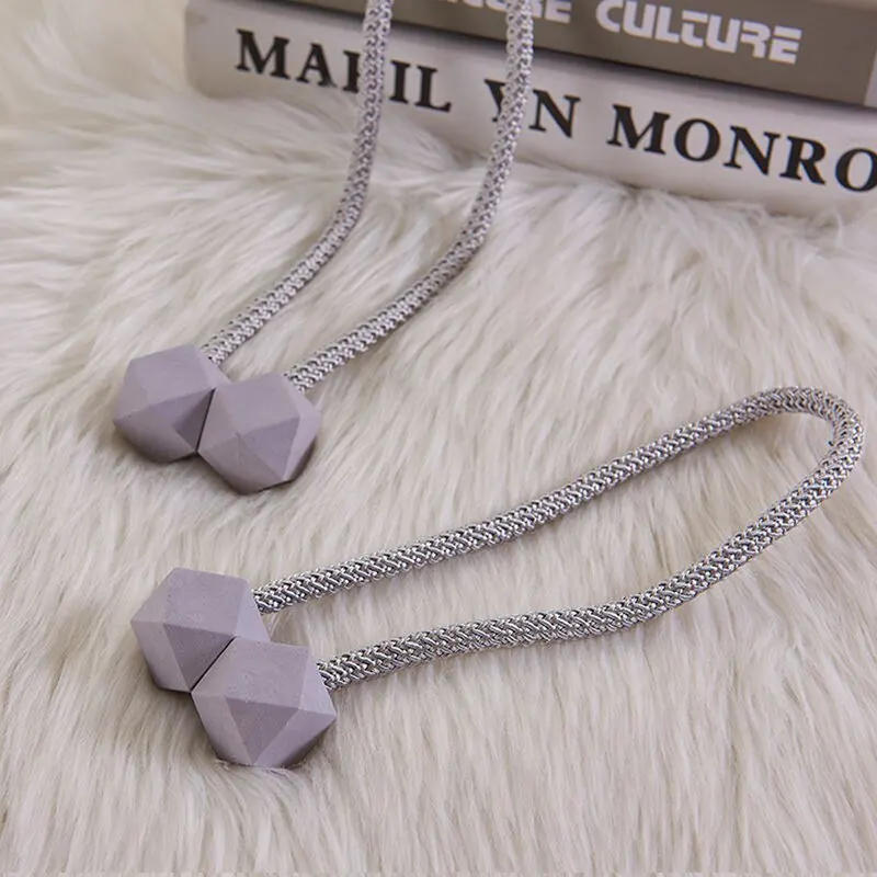 Description Picture 5 of itemMagnetic Polyester Curtain Tieback Holder Hooks Ball Buckle Clip Home Decor Tie Back Accessories Hot fashion