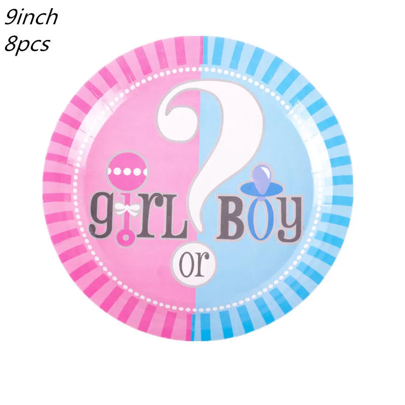 Description Picture 6 of itemGender Reveal Disposable Tableware Set Baby Shower Boy Or Girl Plate Napkin Tablecloth Gender Reveal Party Decorations Supplies