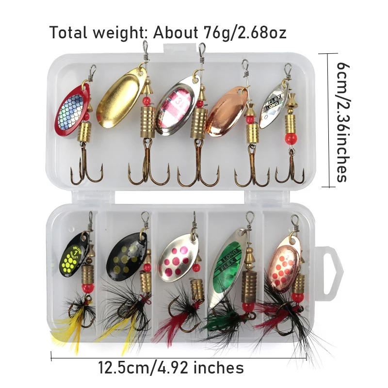 Description Picture 2 of itemMetal Spoon Spinner Fishing Lure 10pcs Set Spoonbait Crankbaits Fishing Wobblers for Pike Crochet Kit Artificial Bait