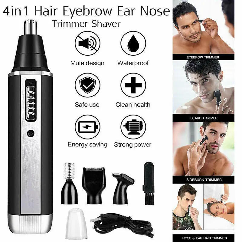 Description Picture 4 of item4 in 1 Rechargeable Men Electric Nose Ear Hair Trimmer Women trimming sideburns eyebrows Beard hair clipper cut Shaver