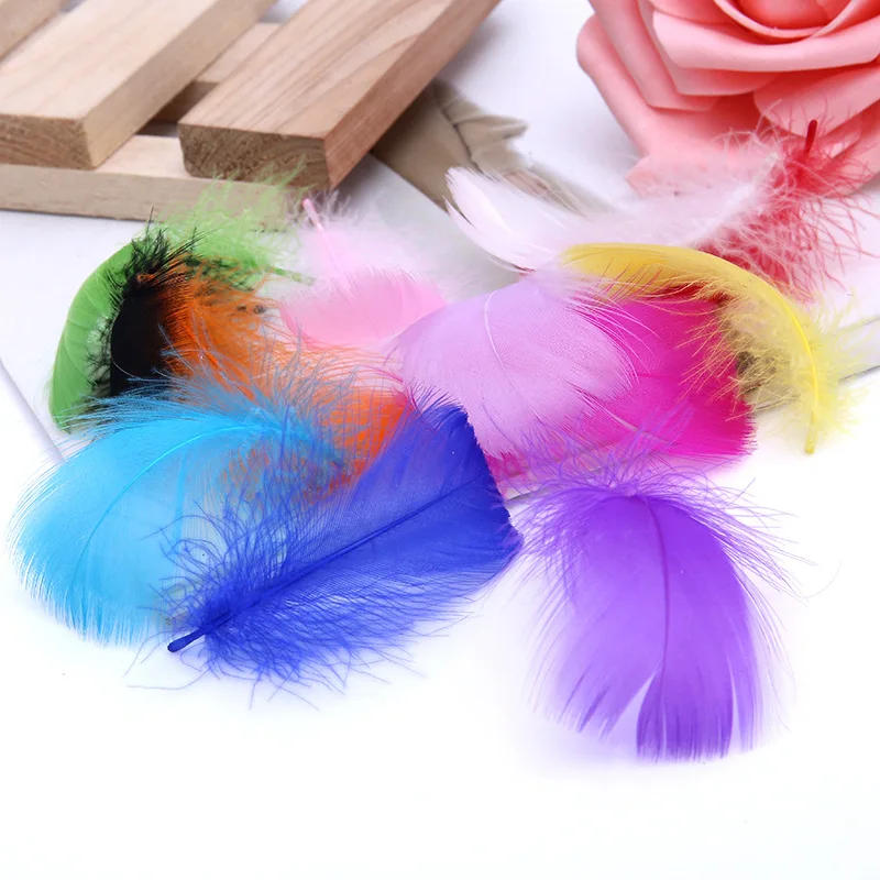 Description Picture 6 of item100pcs Natural Goose Feather 4-8cm Colorful Goose Down Feather Child Gift DIY Handmade Festival Stage Wedding Dress Decoration