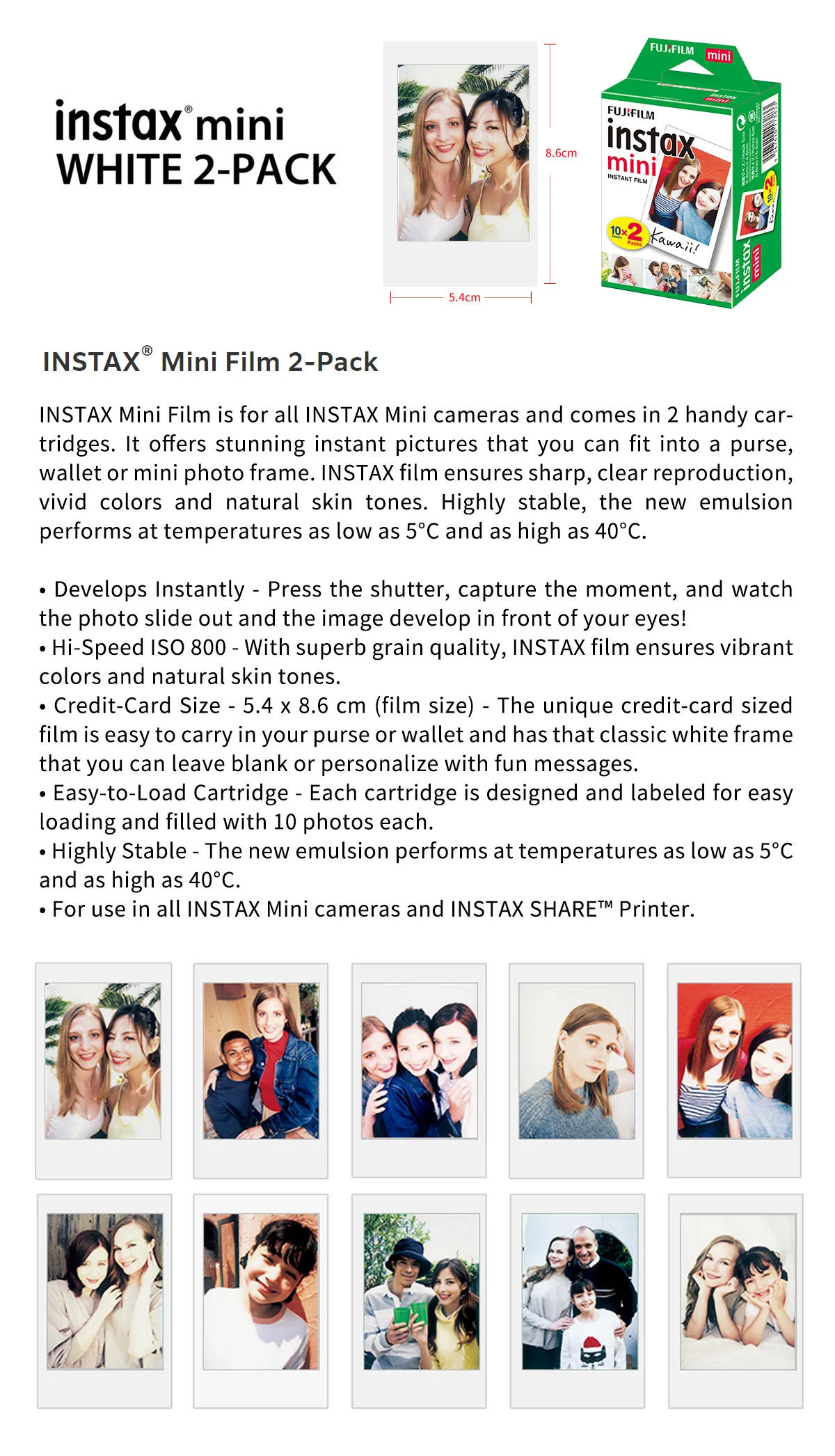 Description Picture 3 of itemOrigin Fujifilm Instax Mini Film 10-100 Sheets for Fuji Instant Film Cameras Instax Mini 12 11 9 40 70 90 Link Liplay EVO