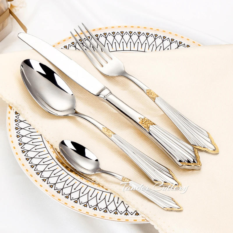 Description Picture 2 of item1Pcs Cutlery Set Mirror Stainless Steel Tableware Sliver Dinnerware Luxurious Knife Spoon Fork Kit Home Kitchen Wedding Flatware