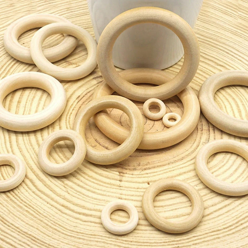 Description Picture 4 of item15-100MM Natural Wooden Circle DIY Crafts Embellishment For Jewelry Making Wooden Ring Children Kids Teething Wooden Ornaments