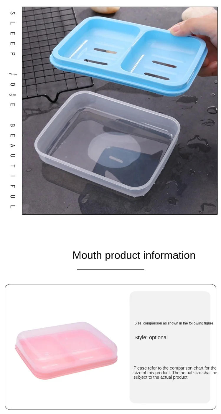 Description Picture 6 of itemBathroom Home Shower Holder Container Double Grid Plastic Box Dispenser Soap Rack Dish Plate Case