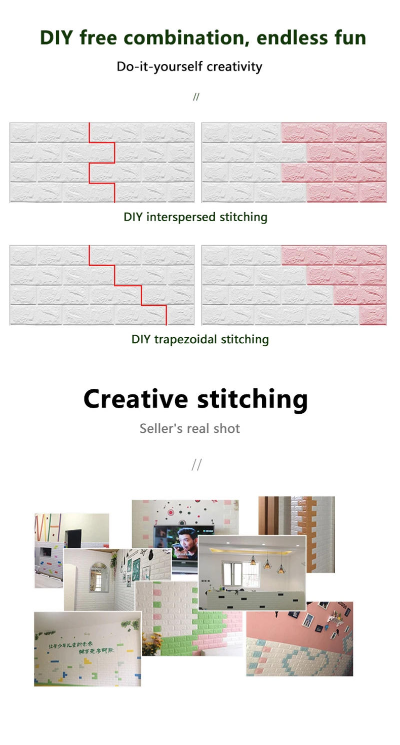 Description Picture 5 of item12PCS Soundproof And Waterproof 3D Foam Wall Stickers Bathroom Decoration Roof Kitchen Bedroom Home Decoration Wall Panels