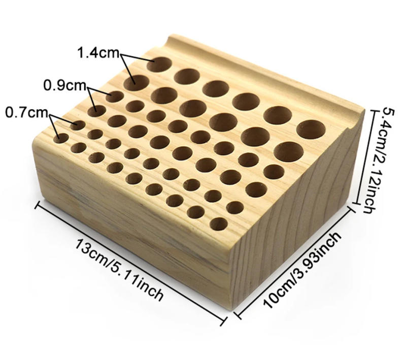 Description Picture 3 of itemQJH Handwork Tools Holder Box 46/98 Holes Organizer Wooden Rack for Leather Craft Punches Stand Carving tools Drill Bits Storage