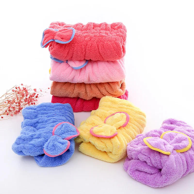 Description Picture 5 of item1pc Microfibre Bowknot Wrap Towel Quick Hair Drying Bath Towels Spa Bowknot Wrap Towel Hat Cap for Bathroom Accessories