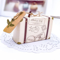 50pcs Creative Mini Suitcase Candy Box Candy Packaging Carton Wedding Gift Box Event Party Supplies Wedding favors with Card