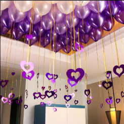 50 100pcs Purple Heart Laser Sequined Rain Balloon Pendant Romantic Wedding Room Birthday Party Decoration Balloon Accessories