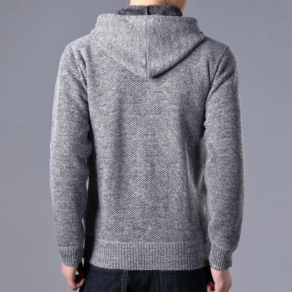 Description Picture 6 of itemCardigans Men Winter Sweater Korean Fashion Mens Clothing Thick Cotton Hood Cardigan Long Sleeve Casual Sweatercoats