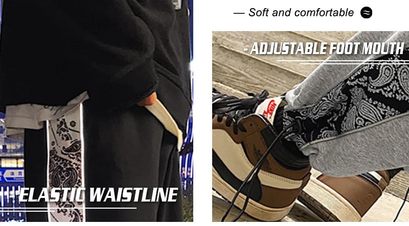 Description Picture 6 of itemRainbowtouches Fashion Classic Brand Mens Sporst Pants Casual Bandana Pattern Trousers Loose Outdoor Style Boy Tie Feet Overalls