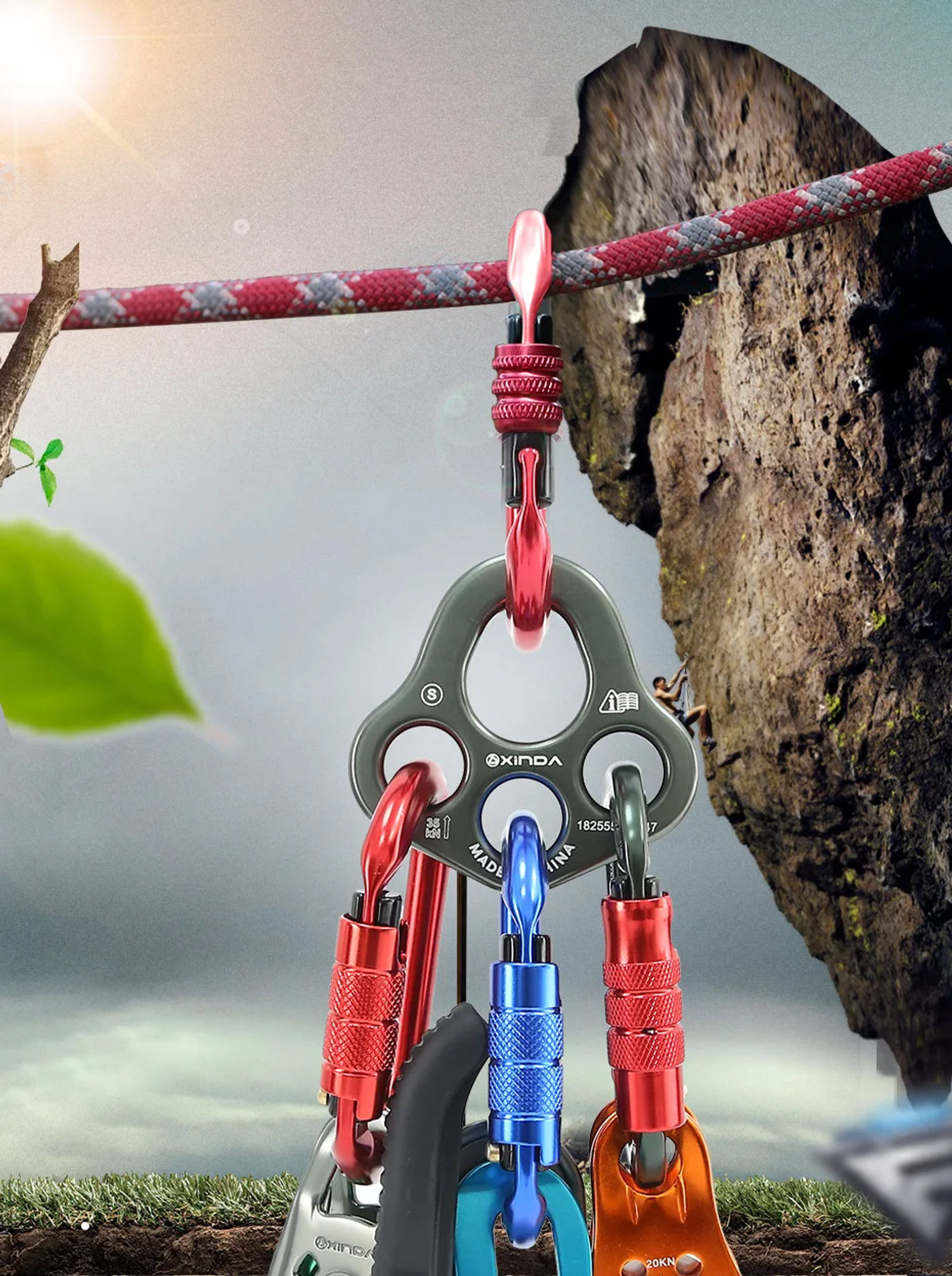 Description Picture 2 of itemXINDA Professional Accessory Split Rope Plate Divide 4-hole Force Plate Outdoor  Four-hole Plate Rock Climbing Equipment