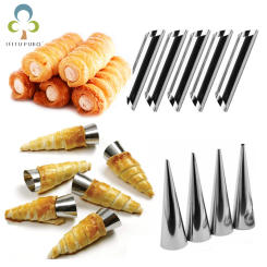 6/12/24pcs Kitchen Stainless Steel Baking Cones Horn Pastry Roll Cake Mold Spiral Baked Croissants Tubes Cookie Dessert Tool