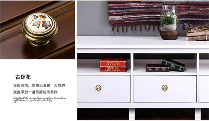 Description Picture 3 of item1PCS Vintage Rural Ceramic Drawer Cupboard Door Handles Green/Red Leaves Cabinet Pulls Dresser Kitchen Pull Knobs For Furniture