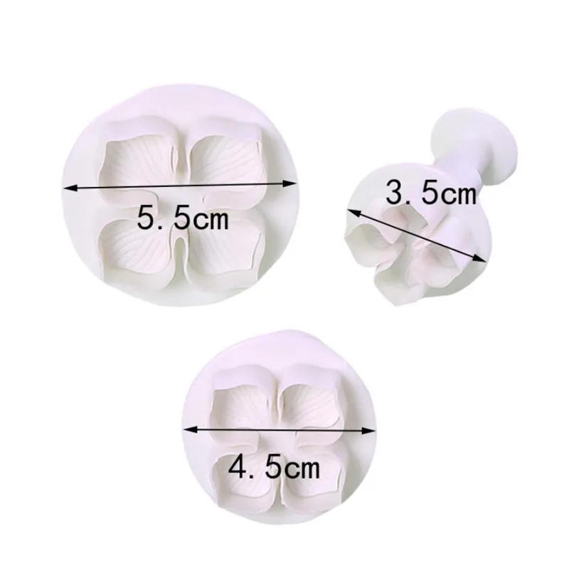 Description Picture 3 of item3Pcs/Set Silicone Cookie Cutter Hydrangea Fondant Cake Decorating Sugar Craft Plunger Pastry Flower Blossom Mold Home Cake Tools