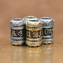 Sanskrit Mantra Brass Knife Beads Jewelry EDC DIY Paracord Woven Lanyard Hangings Keychains Pendants Bracelet Charms Accessories