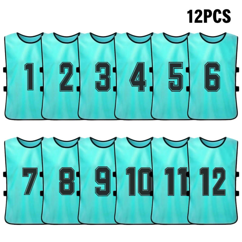 Description Picture 6 of item6/12 PCS Adults Soccer Pinnies Quick Drying Football Team Jerseys Sports Soccer Team Training Numbered Bibs Practice Sports Vest