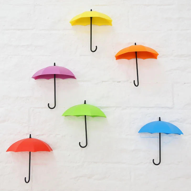 Description Picture 4 of item3Pcs/lot Umbrella Shape Cute Self Adhesive Wall Door Hook Hanger Bag Keys Bathroom Kitchen Sticky Holder Home Supply