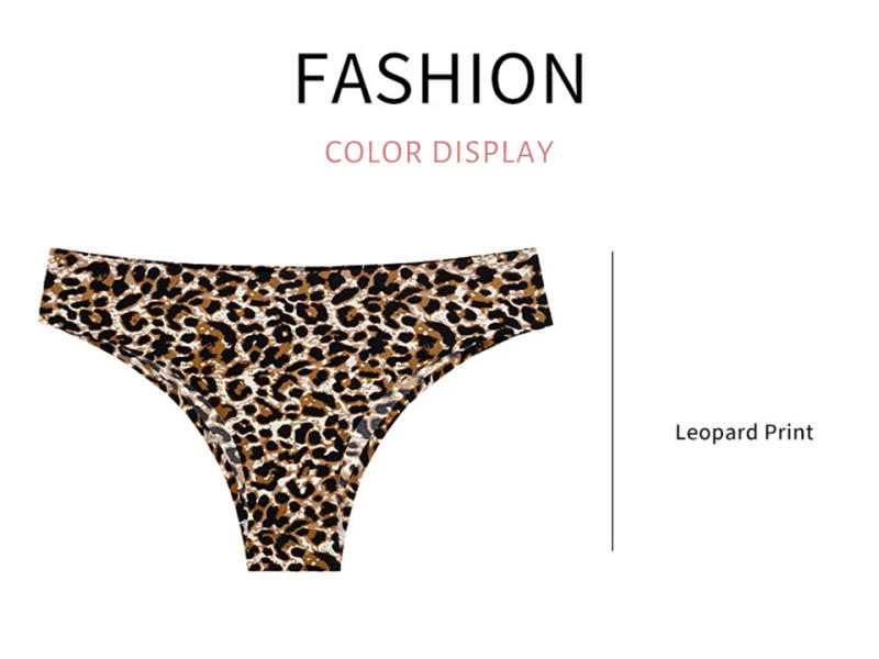 Description Picture 6 of itemUnderwear For Women Panties Female Sexy Low Waist Panties One Piece Seamless Briefs Sports Ice Silk Leopard Print Underpant