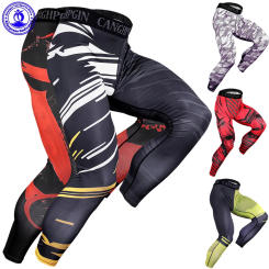 Compression 3D Printed Running Tights Men Elastic Running Sports Leggings Gym Fitness Pants Quick Dry Workout Training Bottoms