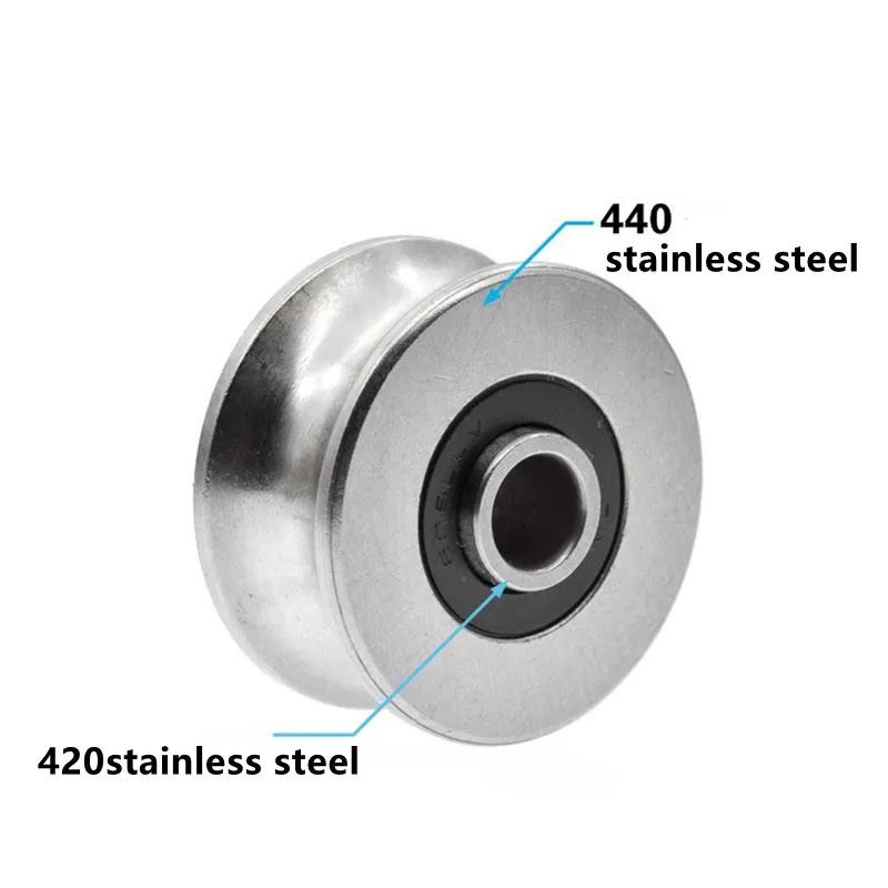 Description Picture 3 of item4pcs/10pcs U groove roller bearing pulley 8*35*17mm track wheel 8x35x17 stainless steel antirust