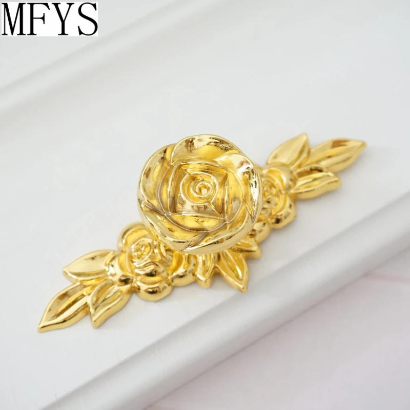 Description Picture 5 of itemMFYS Gold Handles for Furniture Rose Flower Shape Cabinet Knobs Zinc Alloy Kitchen Accessories Wardrobe Closet Pulls Door Knob