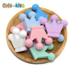 Cute-idea Small Crown Silicone Beads 20pcs Baby Teething Toys Food Grade Silicone Baby Teethers DIY Pacifier Chain Accessories