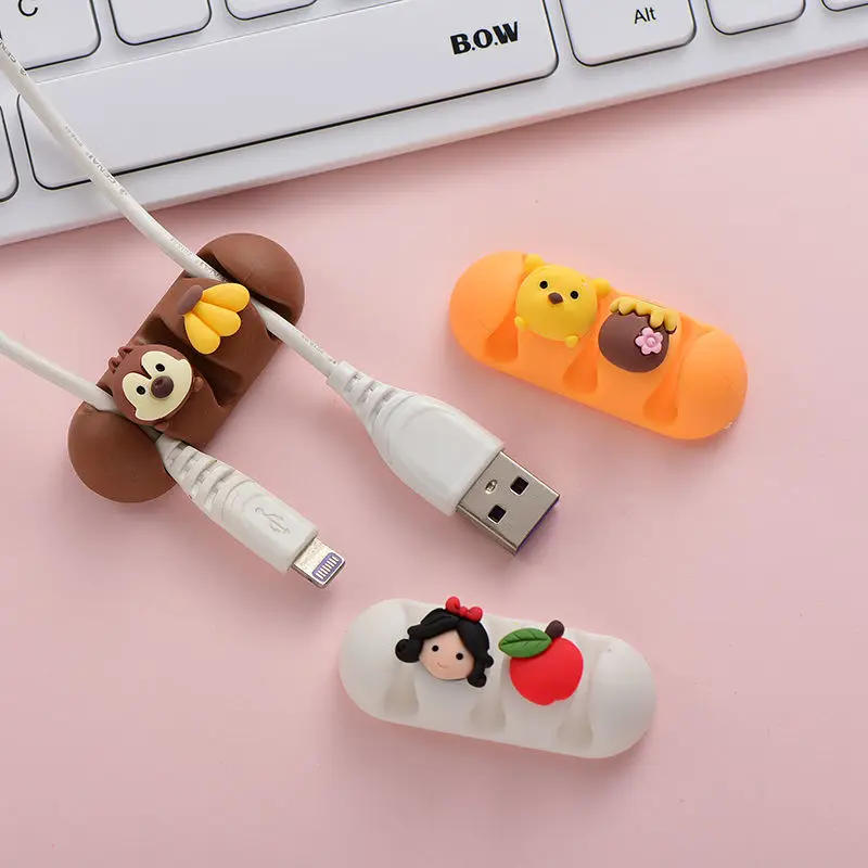 Description Picture 6 of itemCartoon Cable Protector Desktop Route Data Cable Storage Tabs Charger Fixed Wire Clip Earphone Office Management Organizer Wire