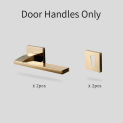 YONFIA 8039 Square Privacy PVD Gold Home Room Wood Door Lock Handle Set Bathroom Mortise Lever Door Handle for Interior Door