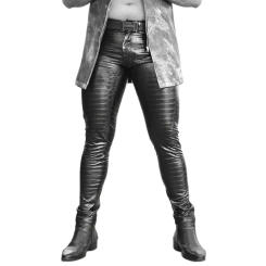 New 3d Printed PU Leather Pants Alligator Skin Texture Fashion Punk Pencil Leggings Slim Fit Trousers Imitate Tight Denim Style