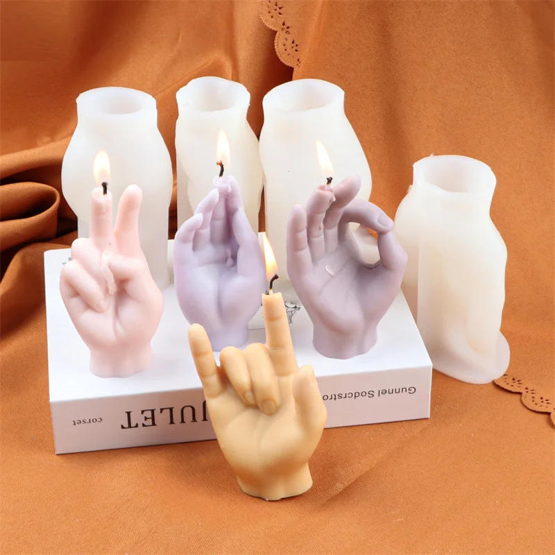 Description Picture 5 of itemI LOVE YOU Gesture Hand Candle Molds Middle Finger Soap Resin OK YES Silicone Mould For Handmade Aromatherapy Gypsum